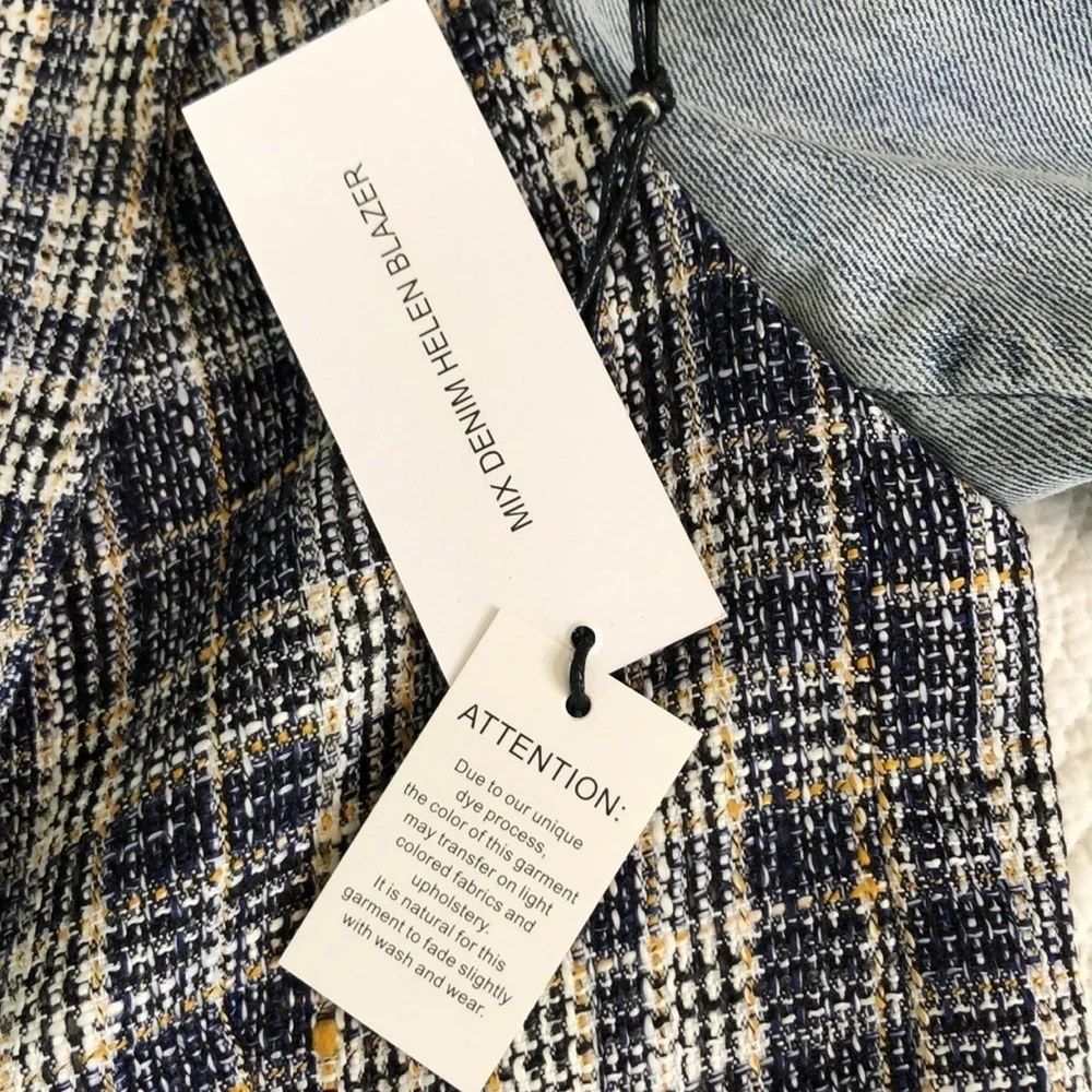 BLUE REVIVAL MIX DENIM HELEN BLAZER IN TWEED BLAZER SIZE S